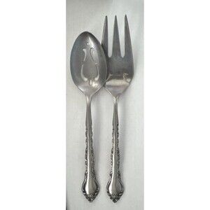 International Silver Gigi Stainless Steel Serving Slotted Spoon And Serving Fork